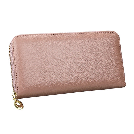 906 Antimagnetic RFID Litchi Texture Women Large Capacity Hand Wallet Purse Phone Bag with Card Slots(Light Pink) by bashfashion
