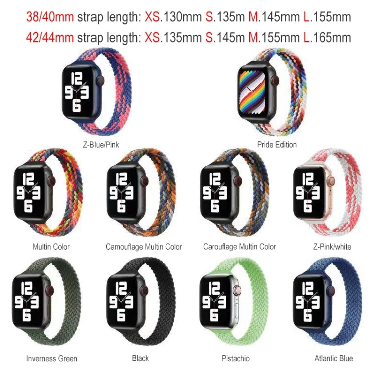 Small Waist Single Loop Nylon Braid Watch Band For Apple Watch Ultra 49mm&Watch Ultra 2 49mm / Series 9&8&7 45mm / SE 3&SE 2&6&SE&5&4 44mm / 3&2&1 42mm, Size:M 155mm(Colorful) by bashfashion
