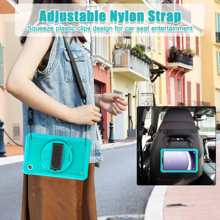 For Samsung Galaxy Tab A9 X110/X115 Powerful Sailor Hand Grip Heavy Duty Hybrid Tablet Case with Strap(Light Blue) by bashfashion