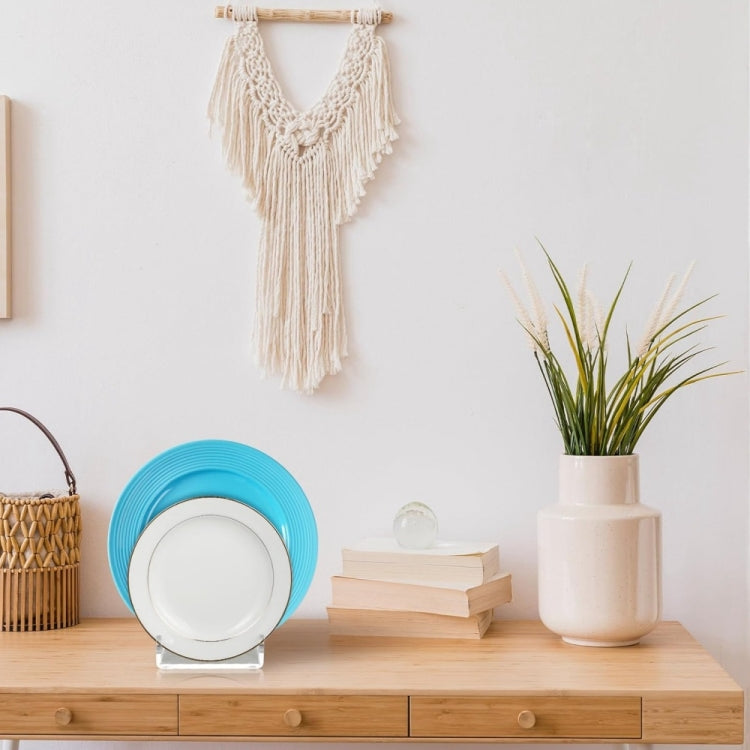 2pcs / Pack Acrylic Transparent Plate Storage Rack Tableware Display Stand by bashfashion