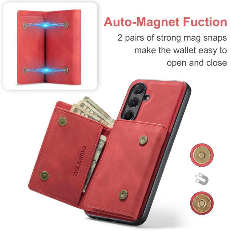 For Samsung Galaxy A56 5G DG.MING M1 Series 3-Fold Multi Card Wallet + Magnetic Phone Case(Red) by DG.MING