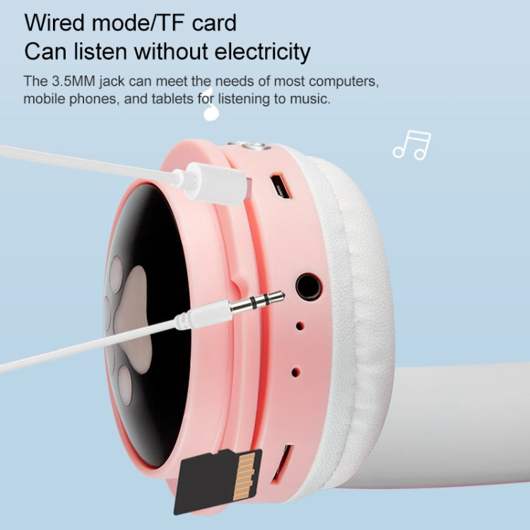 B30 Cat Paw Cat Ears Colorful Luminous Foldable Bluetooth Headset with 3.5mm Jack & TF Card Slot(Purple) by bashfashion