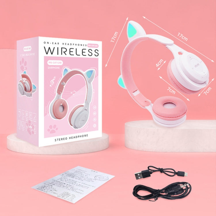 M6 Luminous Cat Ears Two-color Foldable Bluetooth Headset with 3.5mm Jack & TF Card Slot(Purple) by bashfashion