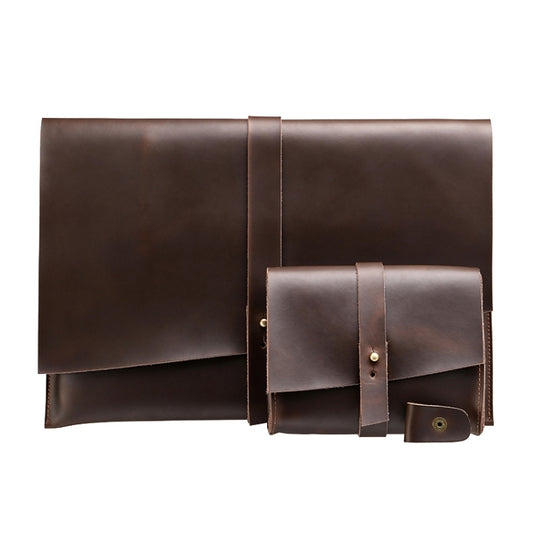 Universal Genuine Leather Business Power Adapter Laptop Tablet Bag with Cable Winder, For 11.6 inch and Below Macbook, Samsung, Lenovo, Sony, DELL Alienware, CHUWI, ASUS, HP (Coffee) by bashfashion