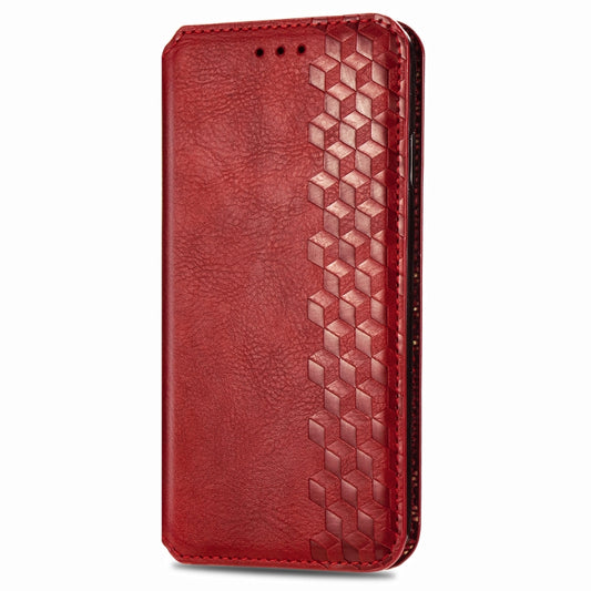 For Oppo Reno4 Pro 4G Cubic Grid Pressed Horizontal Flip Magnetic PU Leather Case with Holder & Card Slots & Wallet(Red) by bashfashion