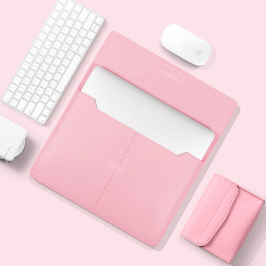 Litchi Pattern PU Leather Waterproof Ultra-thin Protection Liner Bag Briefcase Laptop Carrying Bag for 13-14 inch Laptops(ROSE GOLD) by bashfashion