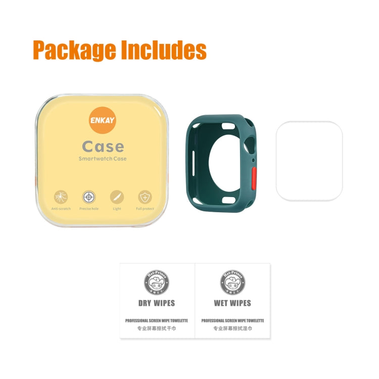 ENKAY TPU Case + Full Coverage PET Screen Protector For Apple Watch Series 9 / 8 / 7 45mm(Green) by ENKAY