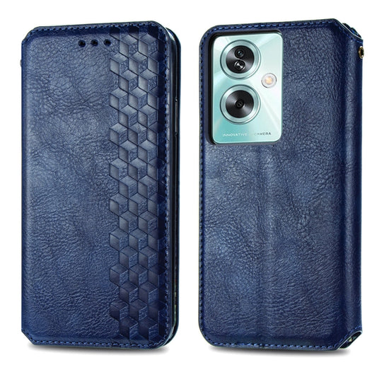 For OPPO A79 5G / A2 5G Cubic Grid Pressed Magnetic Leather Phone Case(Blue) by bashfashion
