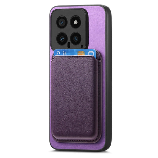 For Xiaomi Redmi Note 12 Turbo Retro Magsafe Card Bag PU Back Cover Phone Case(Purple) by bashfashion