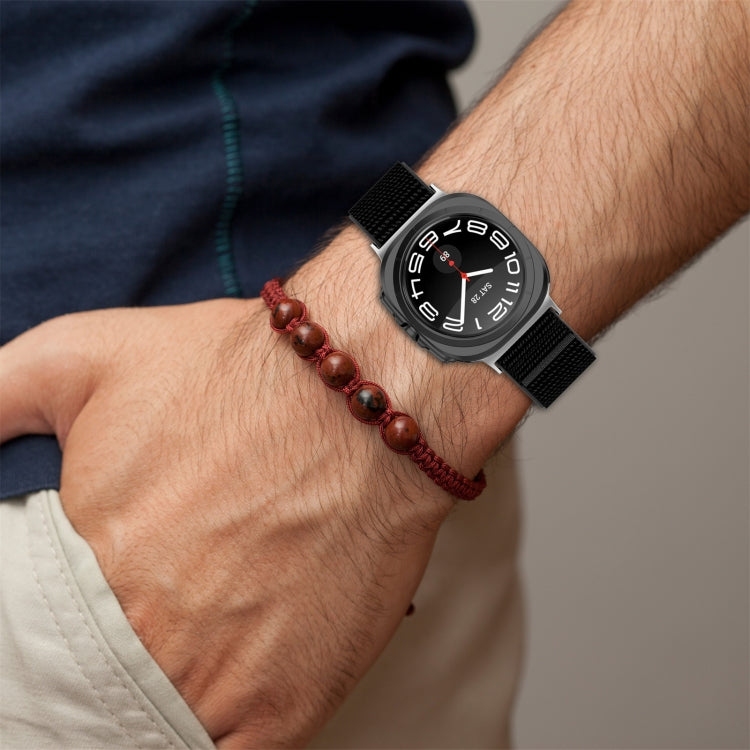 For Samsung Galaxy Watch Ultra 47mm Loop Nylon Hook and Loop Fastener Watch Band(Black) by bashfashion