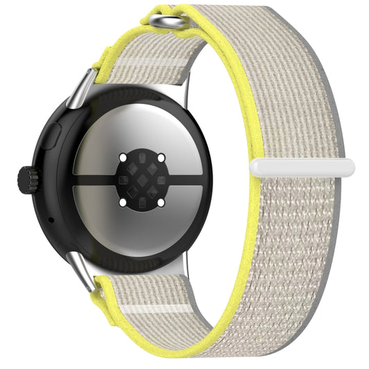 For Google Pixel Watch 3 45mm Nylon Woven Hook and Loop Fastener Watch Band(Yellow Gray) by bashfashion