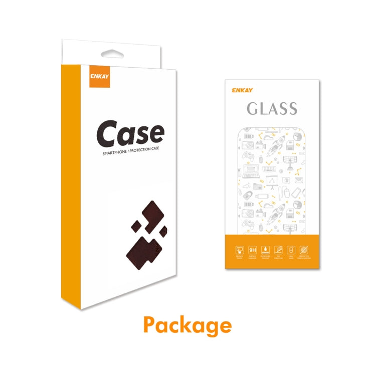 For iPhone 16e ENKAY Card Wallet Calf Texture Leather Phone Case with Screen Film(Brown) by ENKAY