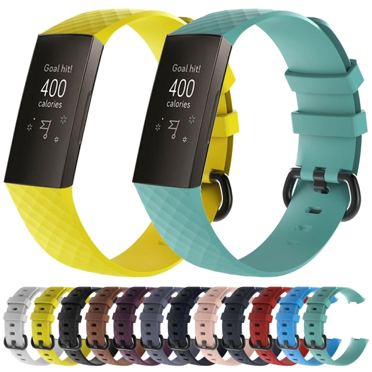 Diamond Pattern Silicone Watch Band for Fitbit Charge 3 Small Size:190*18mm(White) by bashfashion