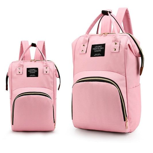 Mummy Bag Large Capacity Multifunctional Backpack Waterproof Baby Bottle Diaper Bag(Light Pink) by bashfashion