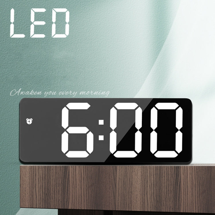 Mirror Bedside Alarm Clock Battery Plug-In Dual-Purpose LED Clock, Colour: Rectangular White Shell (Mirror White Light) by bashfashion