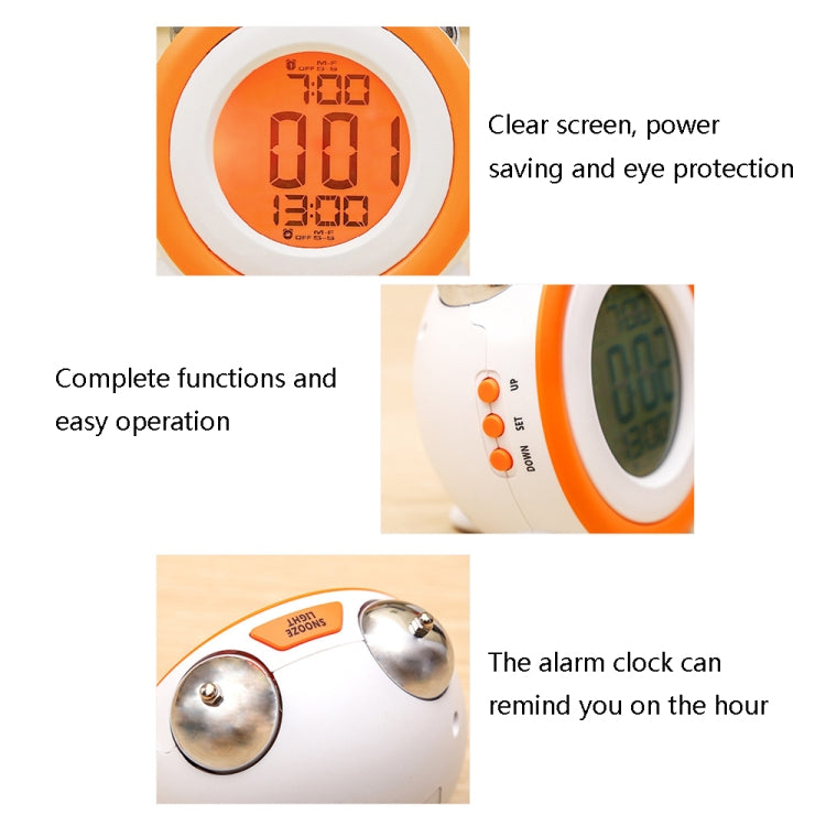 0705 Big Volume Simple Three-Dimensional LED Alarm Clock Mute Luminous Electronic Clock(Black Shell Orange) by bashfashion
