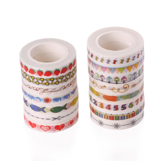 10pcs Paper Tape Hand Ledger Decoration Sticker, 8mmx10m(Pencil SM-21) by bashfashion