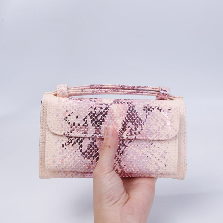 Ladies Snake Sequins Print Wrist Bag Multifunctional Chain One-Shoulder Diagonal Wallet(Rice White) by bashfashion