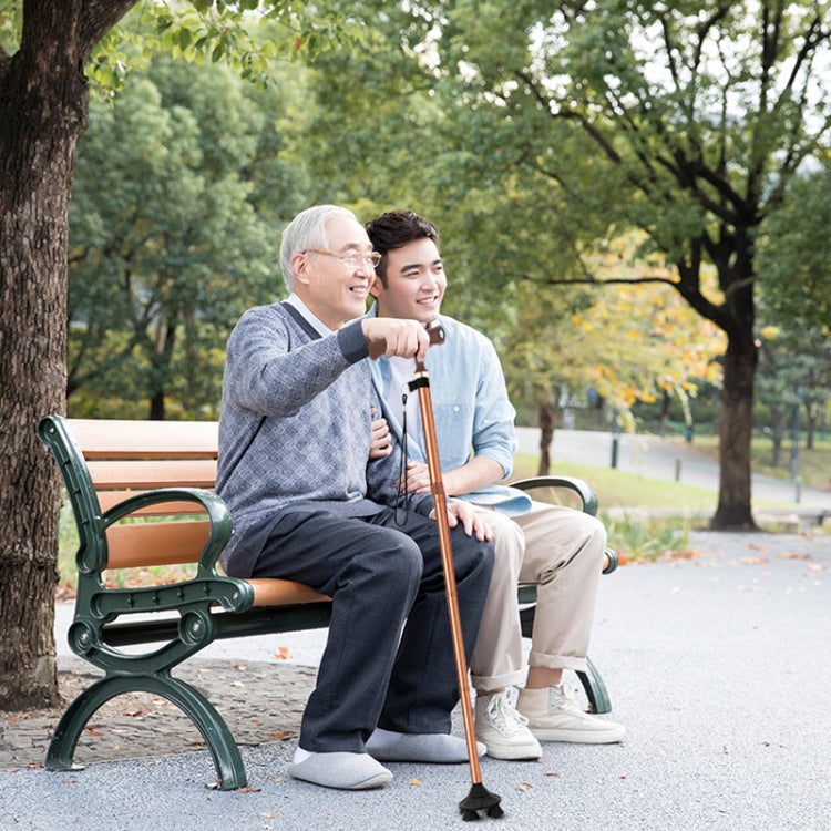 TBS-009 Four-Legged Folding Elderly Crutches Aluminum Alloy Light And Multifunctional Non-Slip Crutches With Light(Brown) by bashfashion