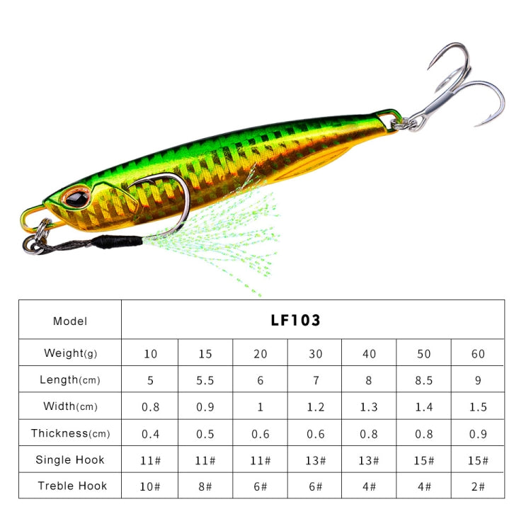 3 PCS PROBEROS LF103 Simulation Metal Sea Fishing Bait, Specification: 10g(C Luminous With Hook) by PROBEROS
