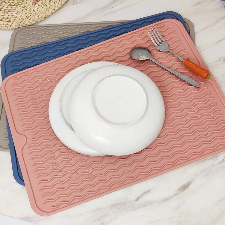 TPR Thickened Thermal Pad Wave Pattern Drain Anti-Slip Mat(Khaki Gray) by bashfashion