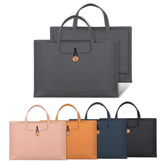 13.3/14 inch Elastic Button Laptop Waterproof PU Handbag(Black) by bashfashion