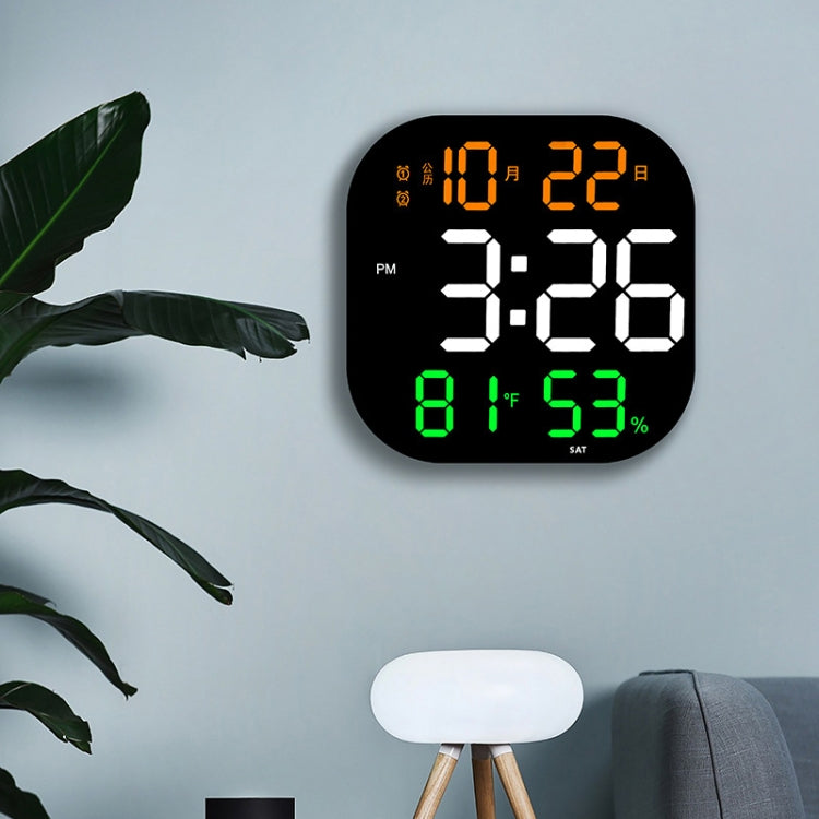 13-Inch LED Acrylic Electronic Clock Large-Screen Square Wall Clock With Timing Temperature Humidity(6632 Orange White Green) by bashfashion