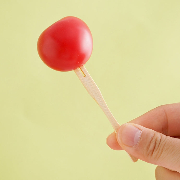 200pcs /Can Bamboo Fruit Stick Disposable Two Tines Dessert Fork For Home Use by bashfashion