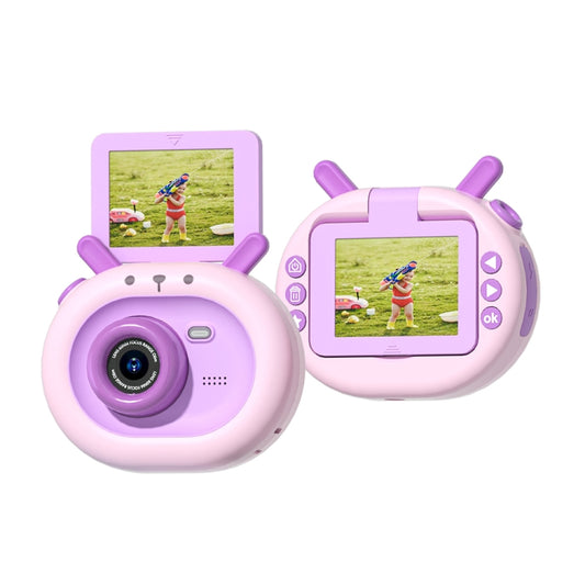 S2 2.4-Inch 180-Degree Flip-Screen 1080P HD Cartoon Children Digital Camera With Stand(Violet) by bashfashion