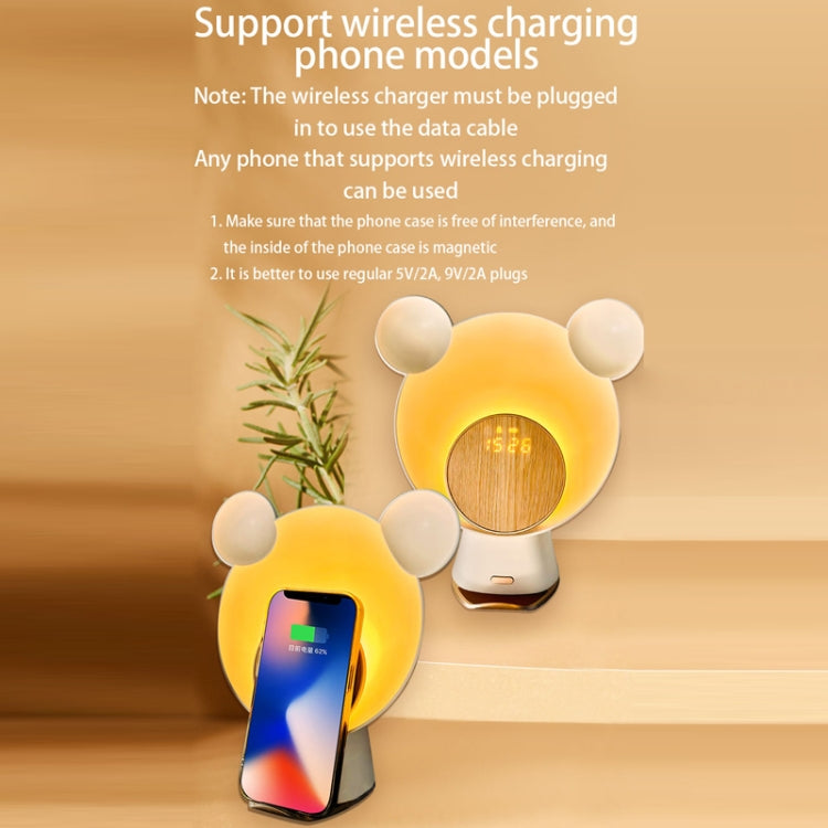 Night Light Smart Speaker Wireless Charging Atmosphere Light Alarm Clock(White) by bashfashion