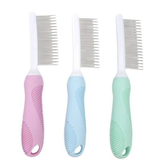 Pet Cats Grooming Needle Comb Dogs De-Floating Hair Cleaning Comb, Style: Long And Short Teeth (Pink) by bashfashion