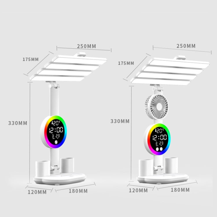 4 Heads Horizontal LED Eye-Care Table Lamp Children Study Desktop Reading Light With Pen Holder, Style: Clock Rechargeable 3200mAh by bashfashion