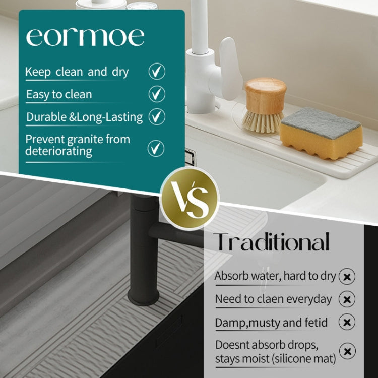 Faucet Sink Drying Mat Diatomaceous Earth Stone Splashproof Absorbent Sink Drainage Mat, Color: K03 White(40x10cm) by bashfashion