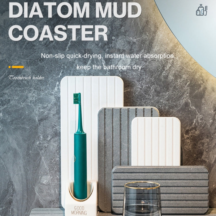 2pcs /Set Absorbent Diatomite Coaster Rectangular Recessed Quick-Drying Stone Sink Toiletries Placemat, Size: 22x11cm(Light Gray) by bashfashion