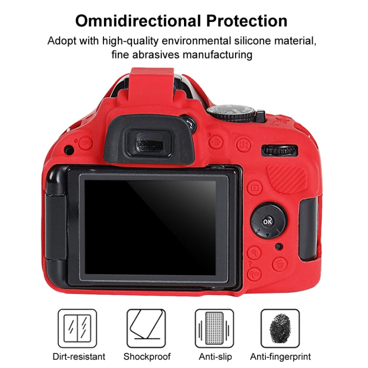 Soft Silicone Protective Case for Nikon D5200 (Red) by bashfashion