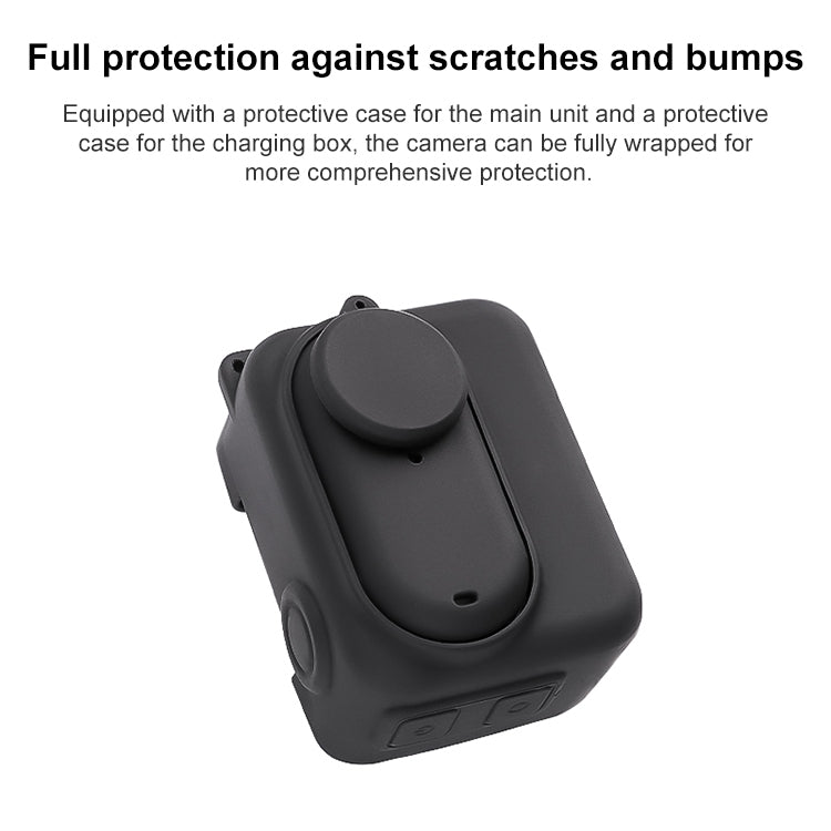 For Insta360 GO 3 Camera Body Charging Case Silicone Case with Lens Cap & Strap (Black) by bashfashion