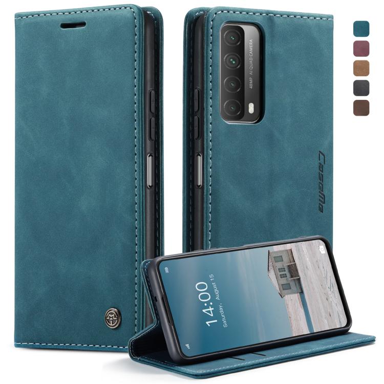 For Huawei P Smart 2021 CaseMe-013 Multifunctional Retro Frosted Horizontal Flip Leather Case with Card Slot & Holder & Wallet(Blue) by CaseMe