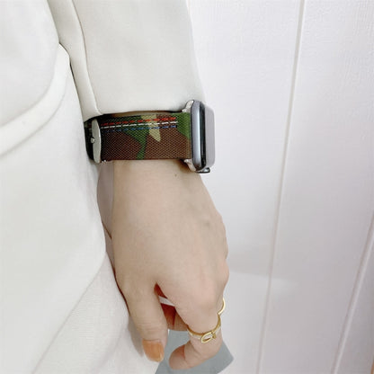 Three Lines Canvas Watch Band For Apple Watch Series 7 41mm / 6 & SE & 5 & 4 40mm / 3 & 2 & 1 38mm(Black) by bashfashion