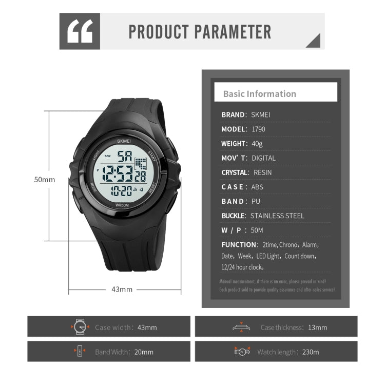 SKMEI 1790 Triplicate Round LED Dual Time Digital Display Luminous Electronic Watch for Men(Gold Black) by SKMEI