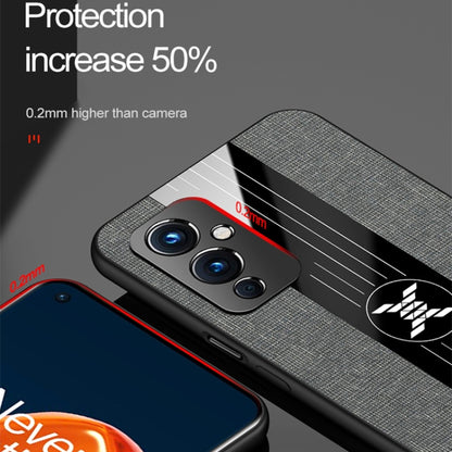 For OnePlus 9 XINLI Stitching Cloth Texture Shockproof TPU Phone Case(Blue) by XINLI