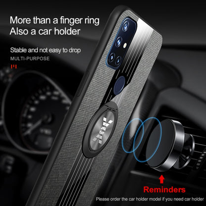 For OnePlus Nord N10 5G XINLI Stitching Cloth Texture TPU Phone Case with Ring Holder(Brown) by XINLI