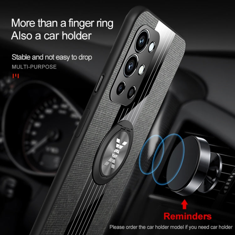 For OnePlus 9R XINLI Stitching Cloth Texture TPU Phone Case with Ring Holder(Black) by XINLI