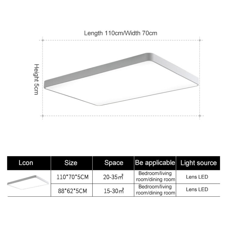 Macaron LED Rectangle Ceiling Lamp, White Light, Size:88x62cm(Blue) by bashfashion