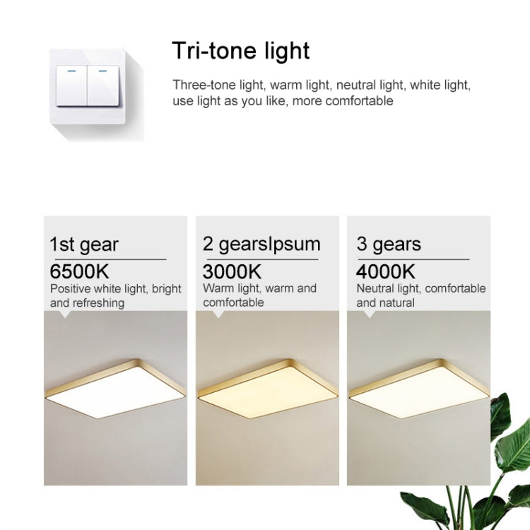 Macaron LED Rectangle Ceiling Lamp, 3-Colors Light, Size:110x70cm(Yellow) by bashfashion