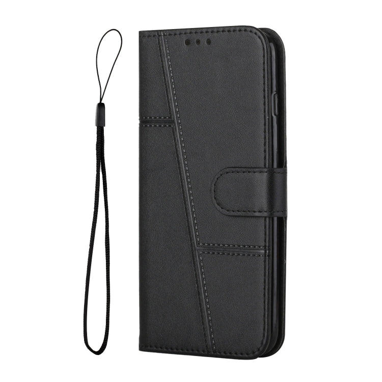 For OPPO A16/A16S/A54S/A55 5G/A53S 5G Stitching Calf Texture Buckle Leather Phone Case(Black) by bashfashion