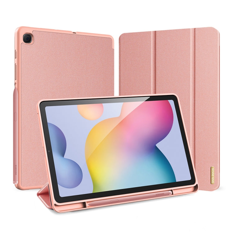 For Galaxy Tab S6 Lite 10.4 inch / S6 Lite 2024 DUX DUCIS Domo Series Horizontal Flip Magnetic PU Leather Case with Three-folding Holder & Pen Slot & Sleep / Wake-up Function(Pink) by DUX DUCIS