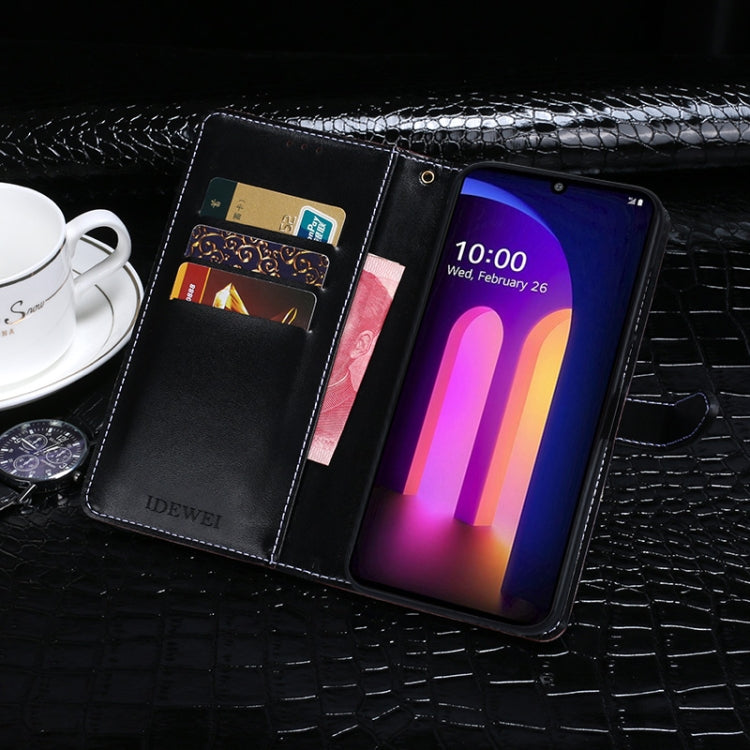 For LG V60 ThinQ idewei Crocodile Texture Horizontal Flip Leather Case with Holder & Card Slots & Wallet(Black) by idewei