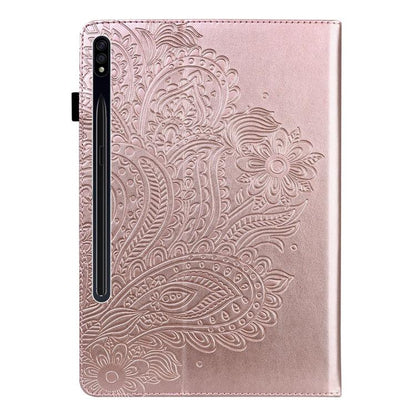 For Samsung Galaxy Tab S10+ / S9+ Peacock Embossed Pattern Leather Tablet Case(Rose Gold) by bashfashion