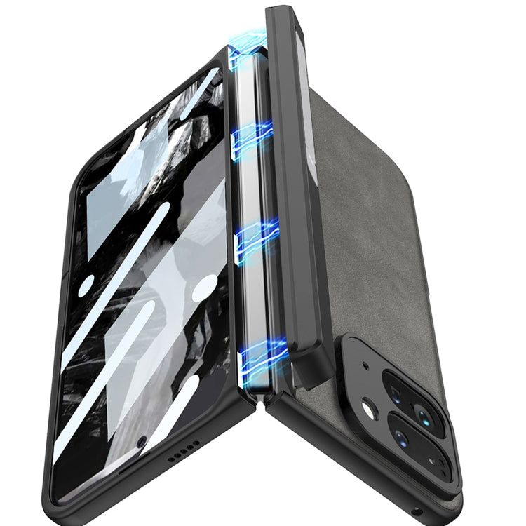 For Google Pixel 9 Pro Fold GKK Integrated Frosted Fold Hinge Leather Phone Case with Holder(Black) by GKK