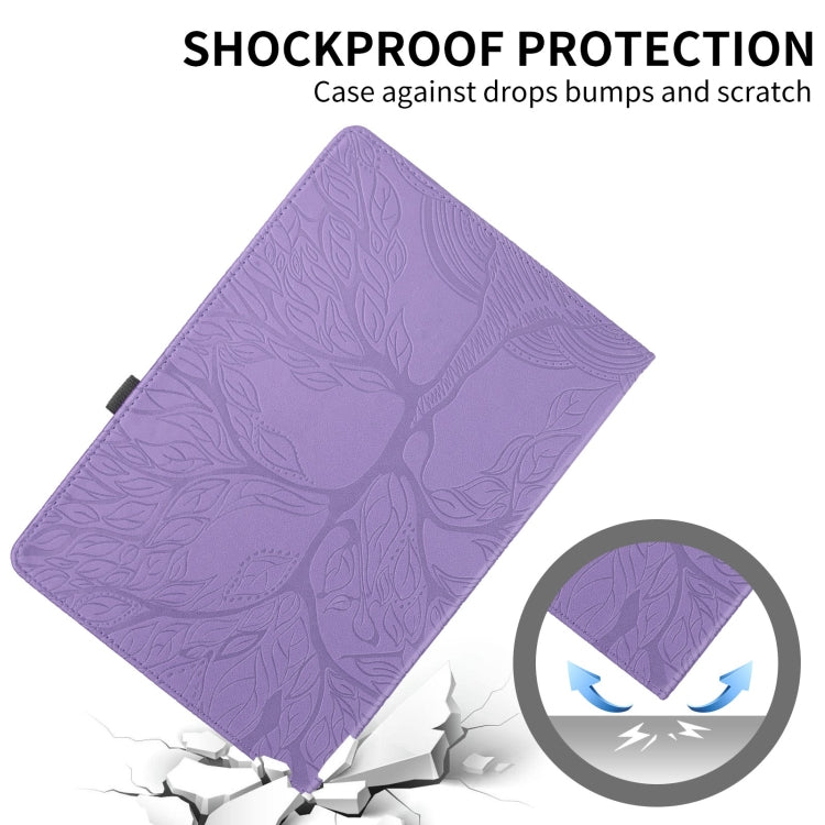 For Samsung Galaxy Tab S10 / S8 / S7 Tree Life Embossed Rotation Leather Tablet Case(Purple) by bashfashion